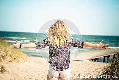 Girl relaxing at beach Stock Photo