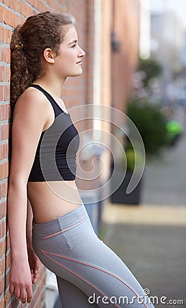 Girl relaxing after workout Stock Photo