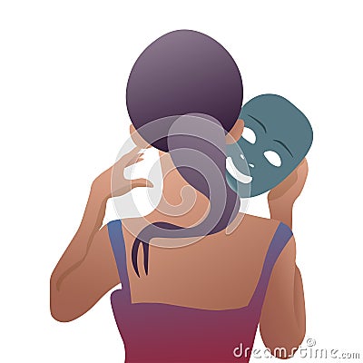 Girl took off her mask Vector Illustration