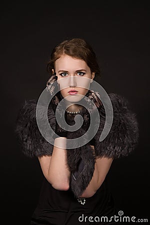 The girl in the retro image Stock Photo