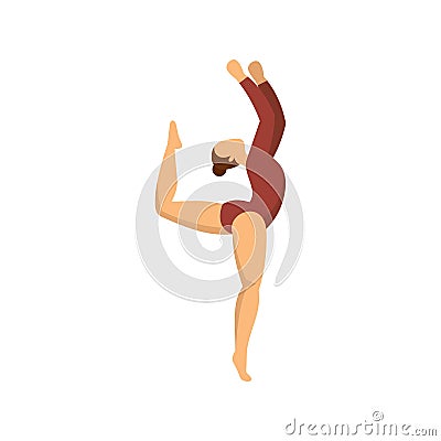 Girl rhythmic gymnastics icon, flat style Vector Illustration
