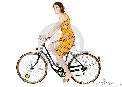 Girl riding bicycle Stock Photo