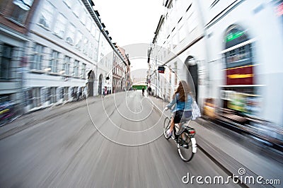 Girl riding a bike Editorial Stock Photo