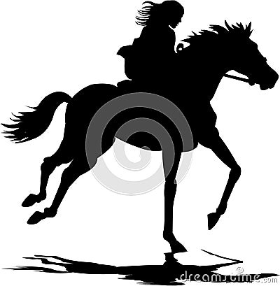 Girl riding a horse Cartoon Illustration