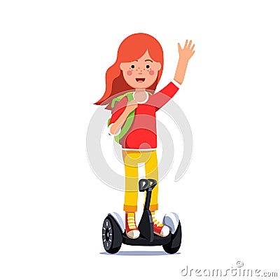 Girl riding a self-balancing gyroboard scooter Vector Illustration