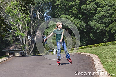 Girl Rollerblade Skating Stock Photo