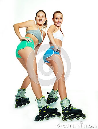 Girl with rollerskates Stock Photo