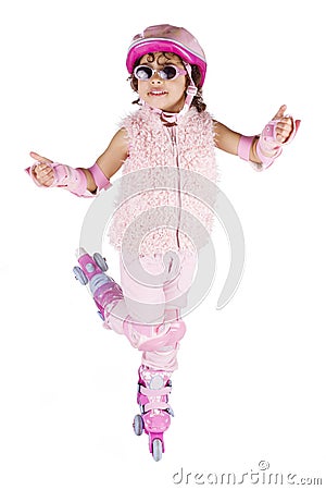 Girl on rollerskates Stock Photo