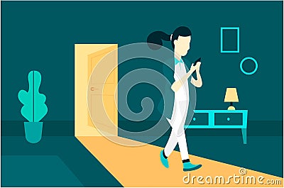 A girl in the room. Art illustration Vector Illustration