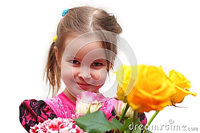 Girl with Roses Stock Photo