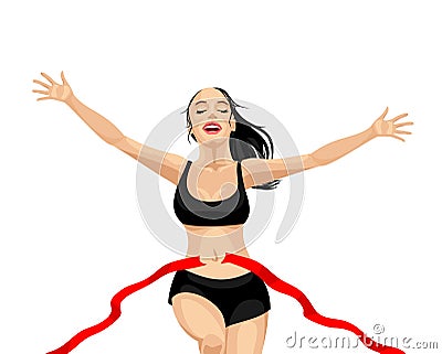 Girl runner finishing Vector Illustration