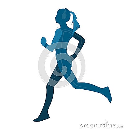 The girl is running. Vector. The girl goes in for sports. Run. Health promotion and nurturing will. Beautiful sports figure. The d Vector Illustration