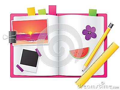 Girl's diary Vector Illustration