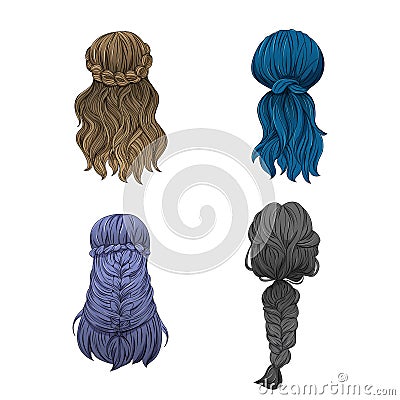 Girl `s hair In a variety of styles Vector Illustration