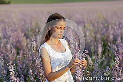 Girl in Sage Stock Photo