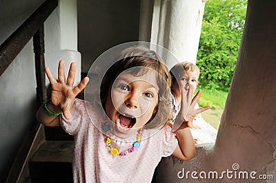 Girl with scared face Stock Photo