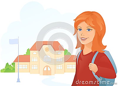 Girl at the school Vector Illustration