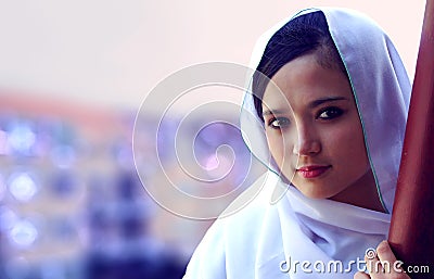 Girl in scurf Editorial Stock Photo