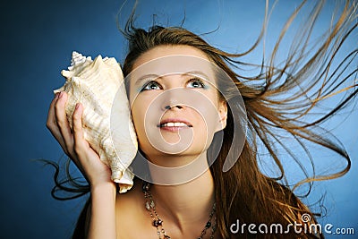 Girl with seashell Stock Photo