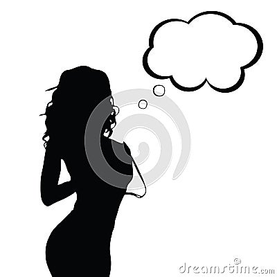 Girl sensual with speech bubble silhouette illustration Vector Illustration