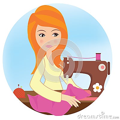 A Girl With Sewing Machine Royalty Free Stock Photos - Image: 24976438