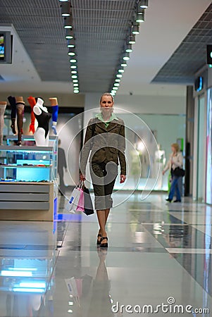 Girl shopping in mall Stock Photo
