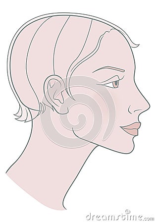 Girl with a short haircut and a beautiful skull. Template. Vector image Vector Illustration