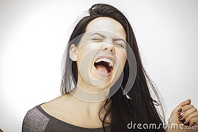 Girl showing emotion with facial features Stock Photo