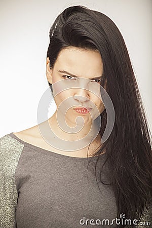 Girl showing emotion with facial features Stock Photo