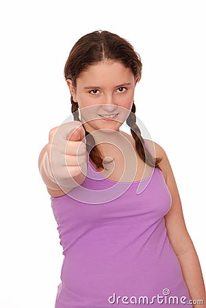 A girl shows gesture of contempt. Stock Photo