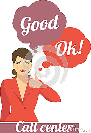 Girl Shows Gesture Ok Vector Illustration