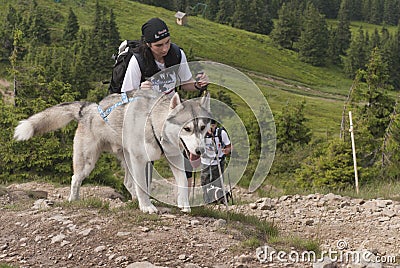 Girl and siberian husky Editorial Stock Photo