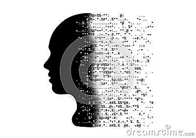 Girl silhouette, Artificial Intelligence Stock Photo