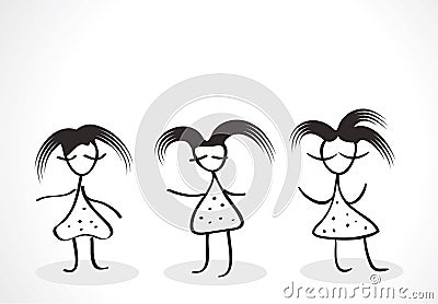 Girl silhouette funny hair on a white background Vector Illustration