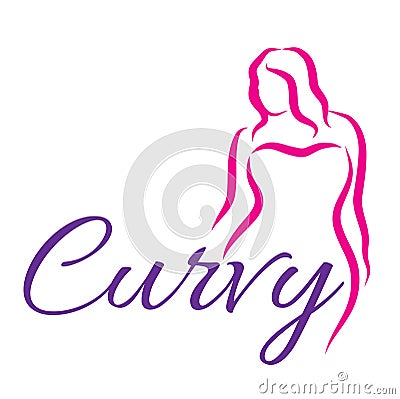 Girl silhouette sketch plus size model. Curvy woman symbol. Vector illustration Vector Illustration