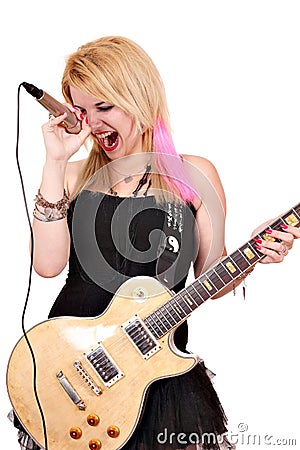 Girl sing Stock Photo