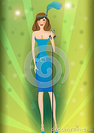 Girl singer on the scene Stock Photo