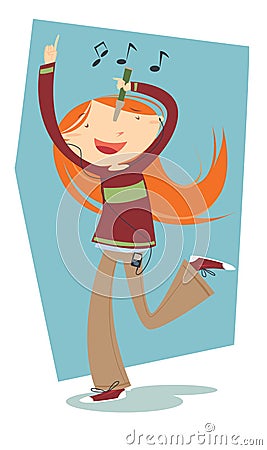 Girl singing Vector Illustration