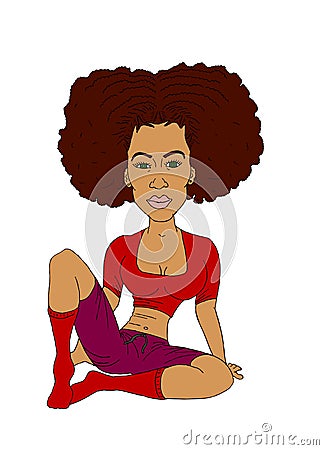 Girl sitting with afro Vector Illustration