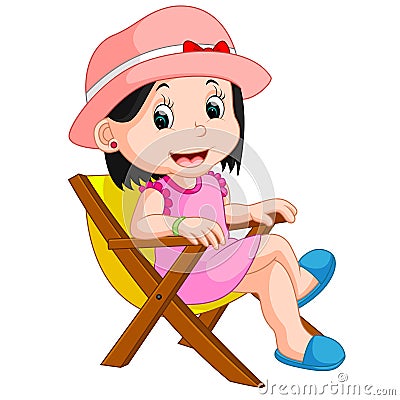 Girl sitting on chair Vector Illustration