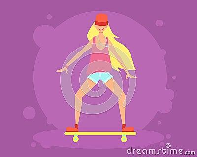 Girl on a skateboard Vector Illustration