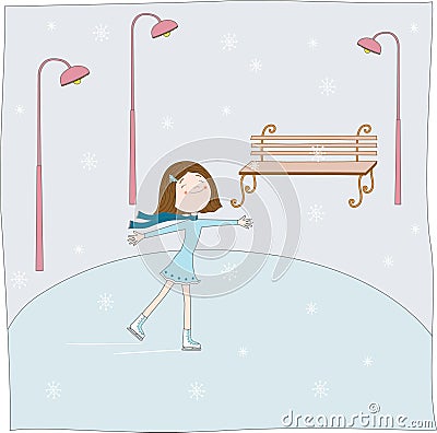 The girl skates Vector Illustration