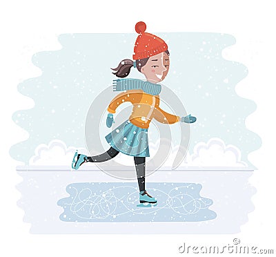 Girl on skates Vector Illustration