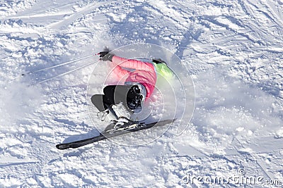 Girl skiing in the snow in winter Editorial Stock Photo