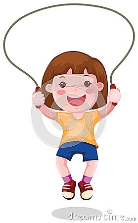 Girl skipping Vector Illustration