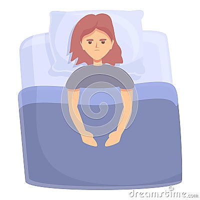 Girl sleep problem icon cartoon vector. Tired woman Vector Illustration