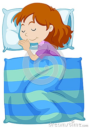 Girl Sleeping Under Blanket Cartoon Vector | CartoonDealer.com #71497511