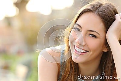 Girl smiling with perfect smile and white teeth Stock Photo