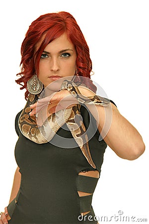 Girl with snake Stock Photo