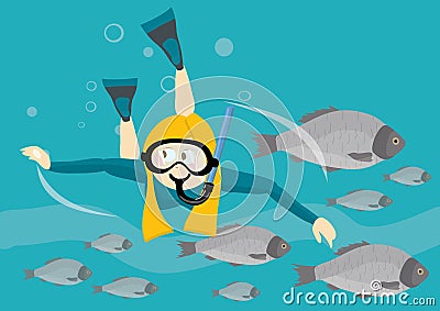Girl with snorkeling mask swimming under water Stock Photo